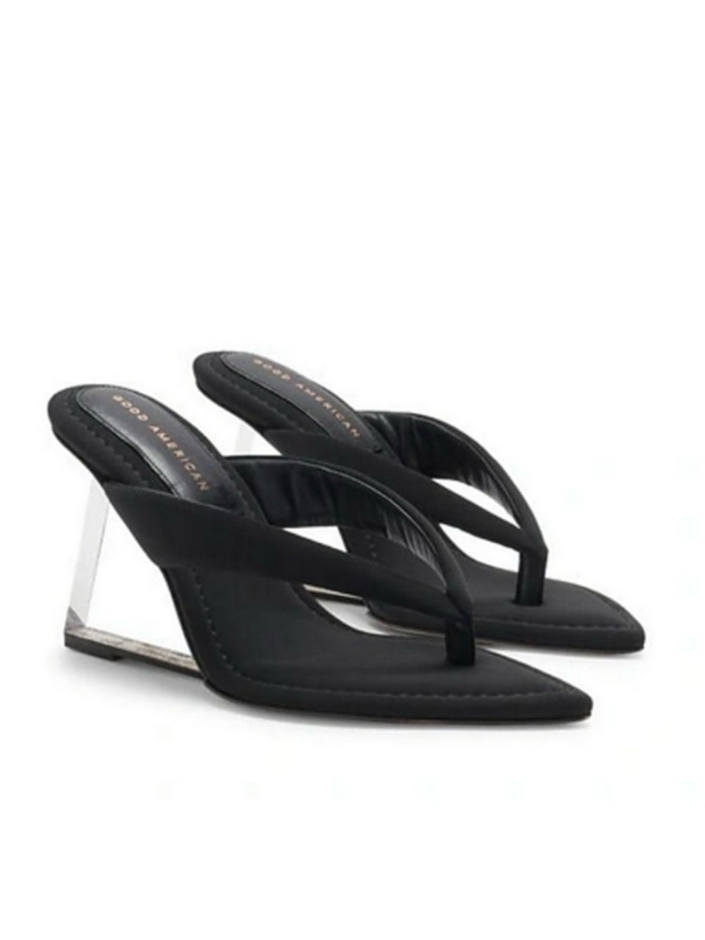 NIB Good American Cinder-f*Cking-rella Thong Sandals in Neoprene Black - Size 11